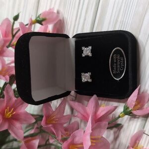 Swarovski Crystal Silver Square Earrings - NEW!